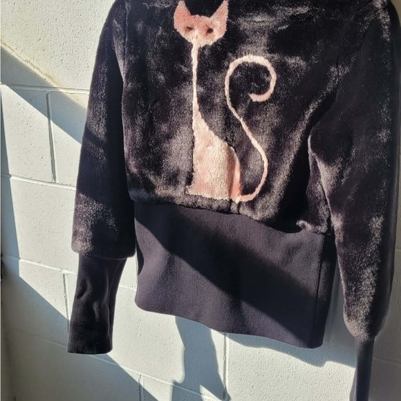 Black with Pink Cat Fuzzy Jacket - Picture 5 of 11